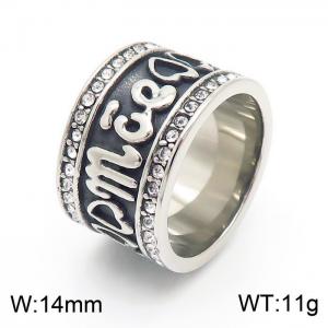 Stainless Steel Stone&Crystal Ring - KR103669-K