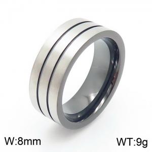 Stainless Steel Black-plating Ring - KR103674-K
