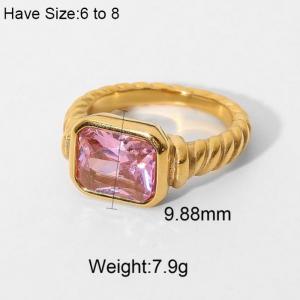 Stainless Steel Stone&Crystal Ring - KR103841-WGJD