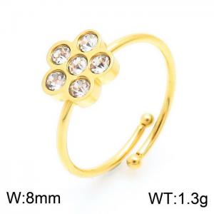 Stainless Steel Stone&Crystal Ring - KR103983-GC