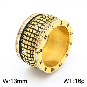 Stainless Steel Stone&Crystal Ring - KR104002-GC