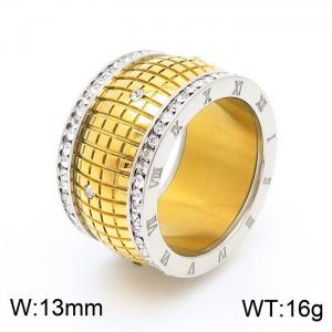 Stainless Steel Stone&Crystal Ring - KR104006-GC