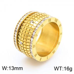 Stainless Steel Stone&Crystal Ring - KR104010-GC