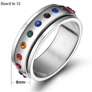 Stainless Steel Stone&Crystal Ring - KR104110-WGSF