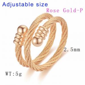 Stainless Steel Rose Gold-plating Ring - KR104487-WGDC
