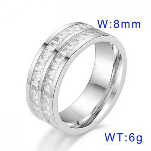 Stainless Steel Stone&Crystal Ring - KR104490-WGDC