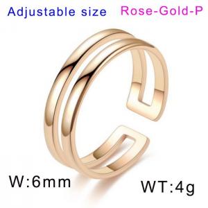 Stainless Steel Rose Gold-plating Ring - KR104529-WGDC