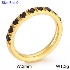 Stainless Steel Stone&Crystal Ring - KR104544-K