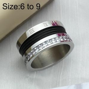 Stainless Steel Stone&Crystal Ring - KR104686-WGDY