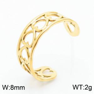 Gold Color Stainless Steel Heart Open Ring Women Fashion Simple Jewelry - KR105011-KFC