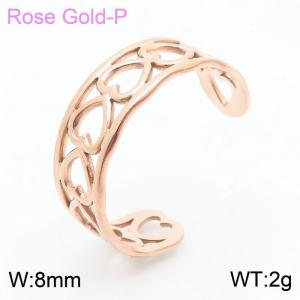 Stainless Steel Heart Open Ring Women Fashion Simple Rose Gold Jewelry - KR105012-KFC