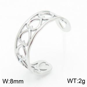 Silver Color Stainless Steel Heart Open Ring Women Fashion Simple Jewelry - KR105013-KFC