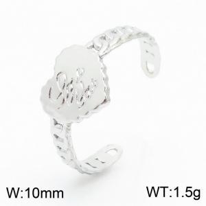 Silver Color Stainless Steel Heart Open Ring Women Fashion Simple Jewelry - KR105028-KFC