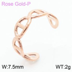 Stainless Steel Crossover Women's Open Ring Classic Fashion Geometric Rose Gold Jewellery - KR105063-KFC