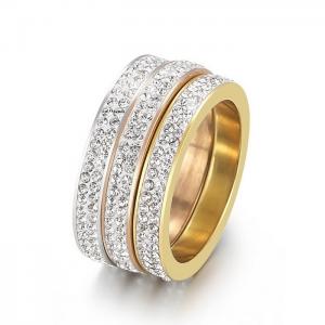 Stainless Steel Stone&Crystal Ring - KR105218-K