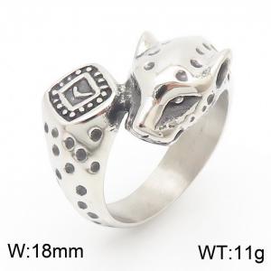 Personality design clock stainless steel leopard snake ring for men - KR105229-KJX