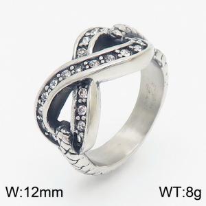 Vintage do old zircon ring male infinite symbol figure 8 titanium steel ring - KR105244-KJX