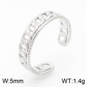 Fashion open mouth women's silver stainless steel chain ring - KR105274-KFC