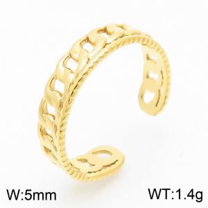 Fashionable Opening Women's Gold Plated Stainless Steel Chain Ring - KR105275-KFC