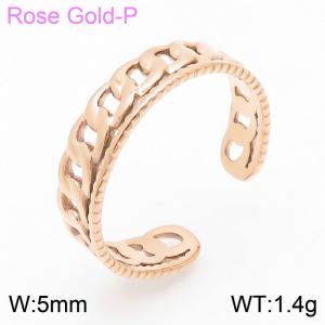 Fashionable Opening Women's Rose Gold Stainless Steel Chain Ring - KR105276--KFC