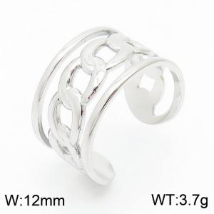 Fashion open mouth women's silver stainless steel chain ring - KR105361-KFC