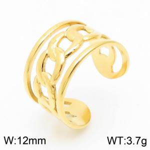 Fashionable Opening Women's Gold Plated Stainless Steel Chain Ring - KR105362-KFC