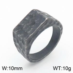 European retro punk wide face men's titanium steel square hammer ring finger - KR105954-KJX