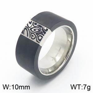Men Black Stainless Steel Jewelry Ring with Abstract Pattern - KR105989-K