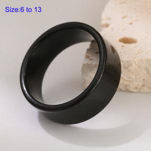 Stainless Steel Black-plating Ring - KR106147-WGRH