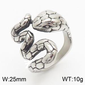 Unisex Stainless Steel Twisted Snake Jewelry Ring - KR106347-KJX