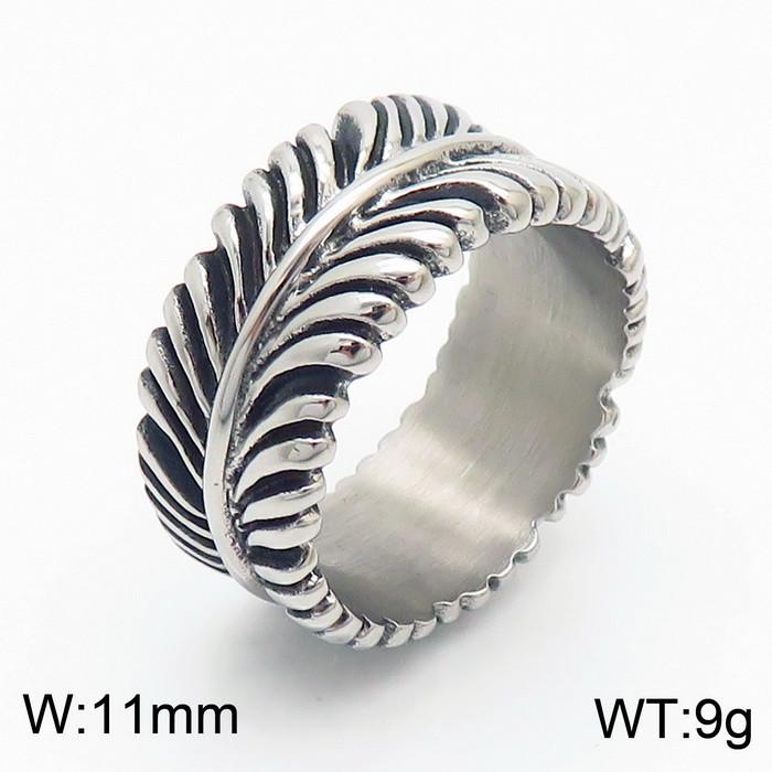 Classic Retro Ring Stainless Steel Feather Rings