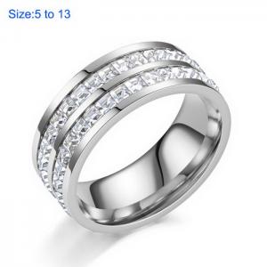 Stainless Steel Stone&Crystal Ring - KR107542-WGDC