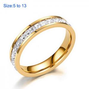 Stainless Steel Stone&Crystal Ring - KR107543-WGDC