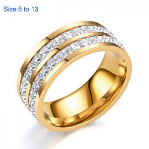 Stainless Steel Stone&Crystal Ring - KR107549-WGDC