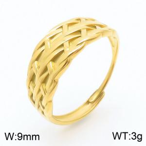 French Fashion Ring Women Stainless Steel Gold Color - KR107651-KFC