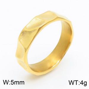 gold color irregular wave ring men's fashion simple concave and convex surface stainless steel jewelry - KR107701-KJX