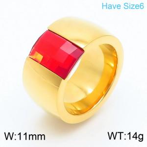 European and American fashion stainless steel ladies rectangular stone set wide face ring - KR107821-K