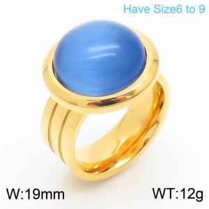 Euro-american style exaggerated round cat's eye ladies stainless steel ring - KR107822-K