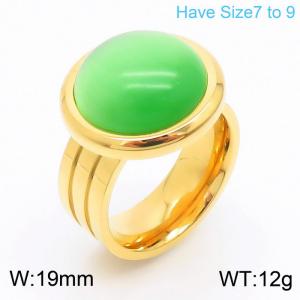 Euro-american style exaggerated round cat's eye ladies stainless steel ring - KR107823-K