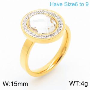 European-american style exaggerated round sticky diamond ladies stainless steel ring - KR107830-K