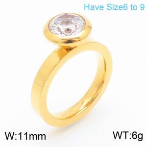 Retro style senior sense round white diamond women's stainless steel ring - KR107840-K