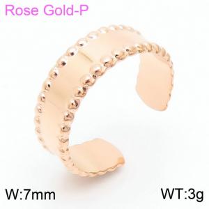 Stainless steel C-shaped minimalist style opening rose-gold ring - KR107851-KFC