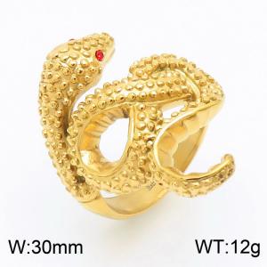 Fashion Gold-plated Snake Stainless Steel Ring for Women Color Gold - KR107854-KJX