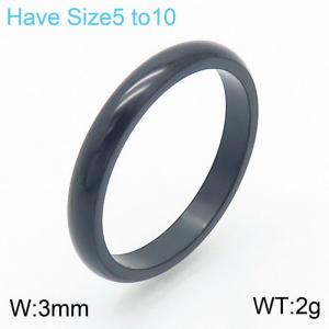 Stainless steel simple outer arc polished classic fashionable black ring - KR107967-K
