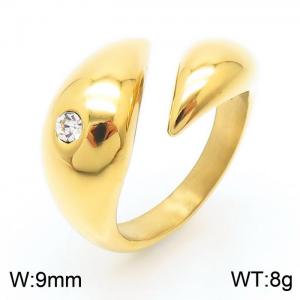 Waterdrop Shape Ring 18K Gold-plated Stainless Steel Geometry Rings - KR108123-KJX