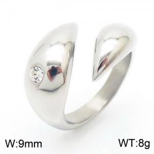 Waterdrop Shape Ring Stainless Steel Geometry Jewelry Rings - KR108124-KJX