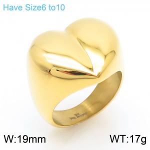 Women Romantic Gold-Plated Stainless Steel Love Heart Jewelry Ring - KR108145-KJX
