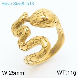 Stainless steel simple and fashionable snake shaped animal personalized jewelry gold ring - KR108198-KJX