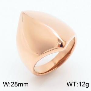 Geometric Straight Line Polishing Women Stainless Steel Ring Rose Gold Color - KR108588-K