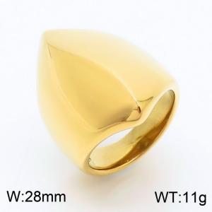 Geometric Straight Line Polishing Women Stainless Steel Ring Gold Color - KR108589-K